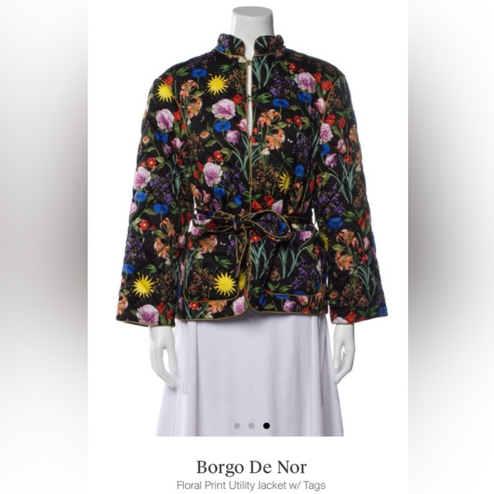 NWT Borgo De Nor Floral Print Utility Jacket size 10 - Picture 1 of 5